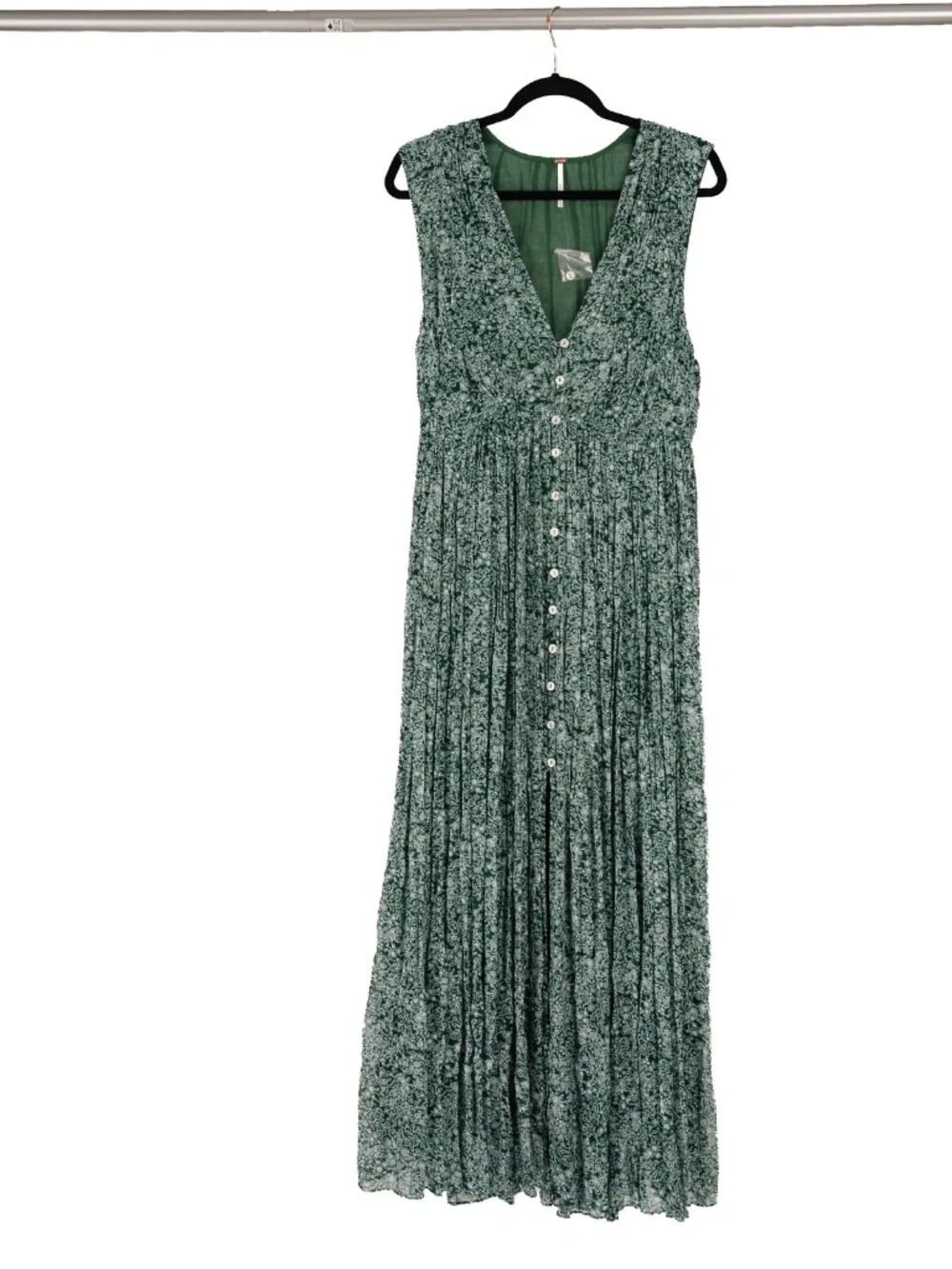 Free People maxi dress green flower print size 6.